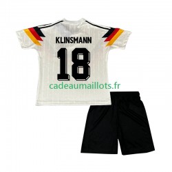 Allemagne Maillot avec flocage Klinsmann 18 Rétro Domicile 1990 ,Tenue Enfant MC