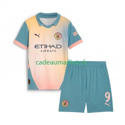 Manchester City Maillot avec flocage Haaland 9 4ème 2024-2025 ,Tenue Enfant MC