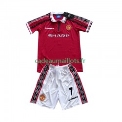 Manchester United Maillot avec flocage Beckham 7 Rétro Domicile 1988 2002 ,Tenue Enfant MC