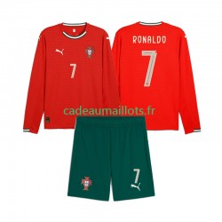 Portugal Maillot avec flocage Crstiano Roanldo 7 Domicile 2025 ,Tenue Enfant ML