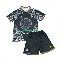 Real Madrid Maillot avec flocage Noir Versace Edition Domicile 2024-2025 ,Tenue Enfant MC