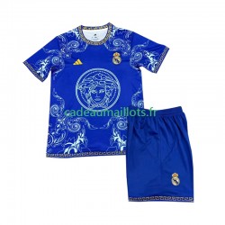 Real Madrid Maillot avec flocage Bleu Versace Edition Domicile 2024-2025 ,Tenue Enfant MC
