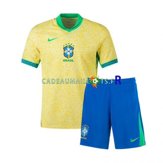 Brésil Maillot avec flocage Copa America Domicile 2024 ,Tenue Enfant MC