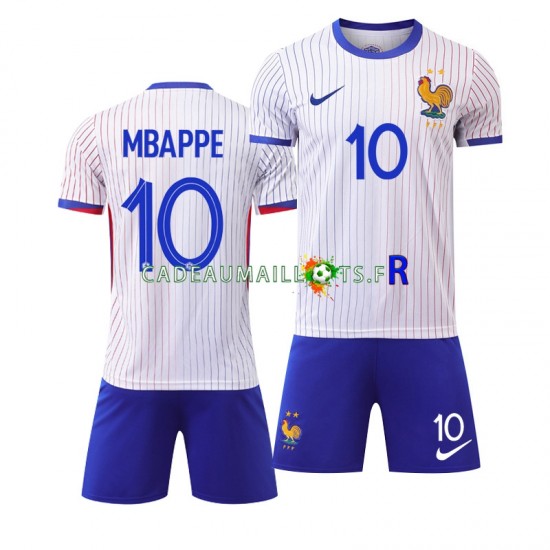 France Maillot avec flocage Mbappé 10 Extérieur Euro 2024 ,Tenue Enfant MC