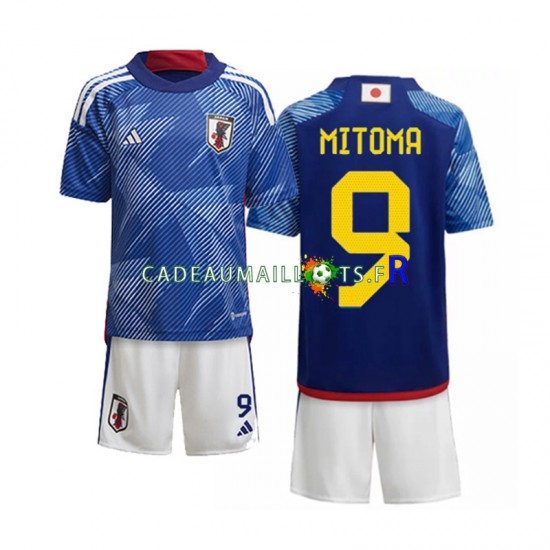 Japon Maillot avec flocage Mitoma 9 Domicile Coupe du Monde 2022 ,Tenue Enfant MC