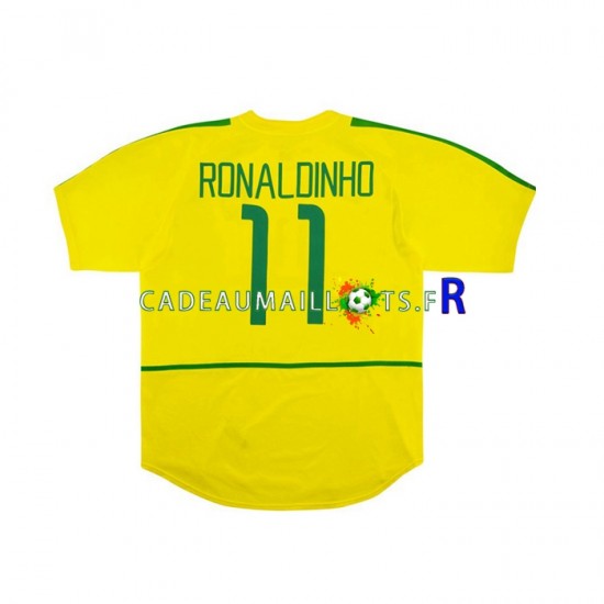 Brésil Maillot avec flocage RONALDINHO 11 Rétro Domicile 2010 ,Homme MC