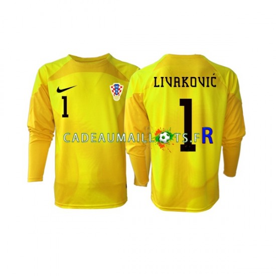 Croatie Maillot avec flocage Dominik Livakovic 1 Gardien Domicile Coupe du Monde 2022 ,Homme ML