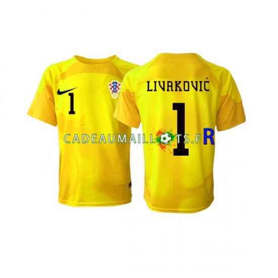 Croatie Maillot avec flocage Dominik Livakovic 1 Gardien Domicile Coupe du Monde 2022 ,Homme MC