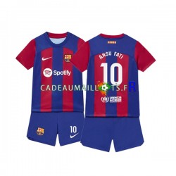 FC Barcelone Maillot avec flocage Ansu Fati 10 Domicile 2023-2024 ,Tenue Enfant MC