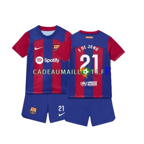 FC Barcelone Maillot avec flocage Frenkie de Jong 21 Domicile 2023-2024 ,Tenue Enfant MC