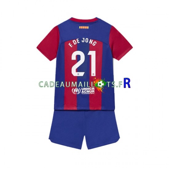 FC Barcelone Maillot avec flocage Frenkie de Jong 21 Domicile 2023-2024 ,Tenue Enfant MC