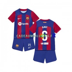 FC Barcelone Maillot avec flocage Gavi 6 Domicile 2023-2024 ,Tenue Enfant MC