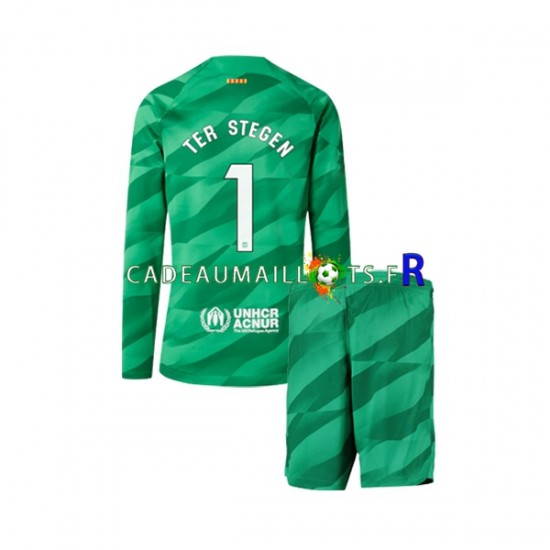 FC Barcelone Maillot avec flocage Ter Stegen 1 Gardien Domicile 2023-2024 ,Tenue Enfant ML