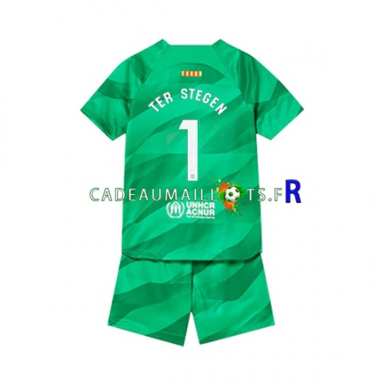 FC Barcelone Maillot avec flocage Ter Stegen 1 Gardien Domicile 2023-2024 ,Tenue Enfant MC