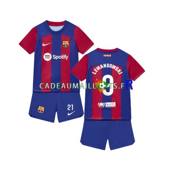 FC Barcelone Maillot avec flocage Robert Lewandowski 9 Domicile 2023-2024 ,Tenue Enfant MC