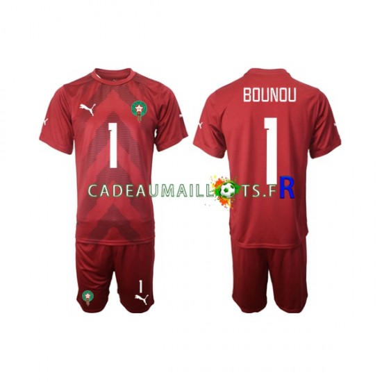 Maroc Maillot avec flocage Yassine Bounou 1 Gardien Domicile 2022 ,Tenue Enfant MC