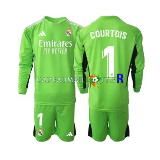 Real Madrid Maillot avec flocage Thibaut Courtois 1 Gardien Domicile 2023-2024 ,Tenue Enfant ML