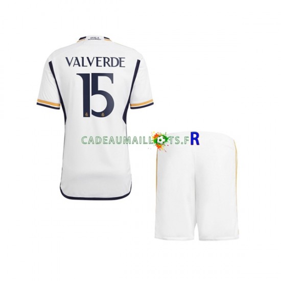 Real Madrid Maillot avec flocage Federico Valverde 15 Domicile 2023-2024 ,Tenue Enfant MC