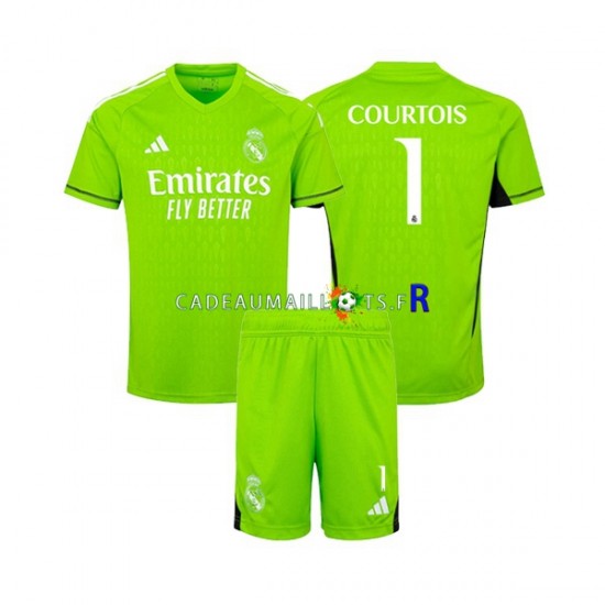 Real Madrid Maillot avec flocage Thibaut Courtois 1 Gardien Domicile 2023-2024 ,Tenue Enfant MC