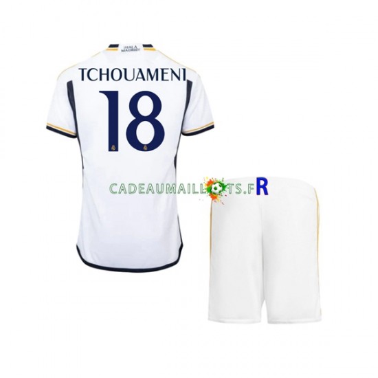 Real Madrid Maillot avec flocage TCHOUAMENI 18 Domicile 2023-2024 ,Tenue Enfant MC