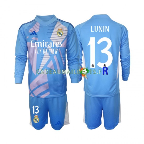 Real Madrid Maillot avec flocage Andriy Lunin 13 Gardien Domicile 2024-2025 ,Tenue Enfant ML