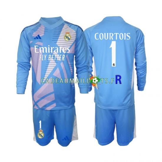 Real Madrid Maillot avec flocage Thibaut Courtois 1 Gardien Domicile 2024-2025 ,Tenue Enfant ML