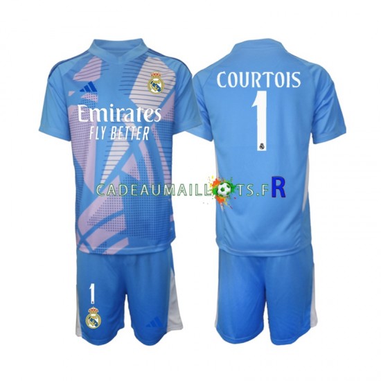 Real Madrid Maillot avec flocage Thibaut Courtois 1 Gardien Domicile 2024-2025 ,Tenue Enfant MC