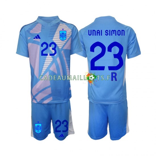 Espagne Maillot avec flocage Unai Simon 23 Gardien Domicile Euro 2024 ,Tenue Enfant MC