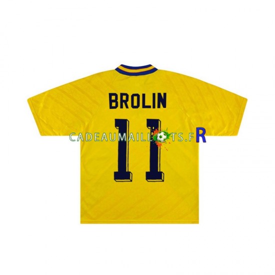 Suède Maillot avec flocage Brolin 11 Rétro Domicile 1994 ,Homme MC