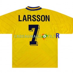 Suède Maillot avec flocage Henrik Larsson 7 Rétro Domicile 1994 ,Homme MC