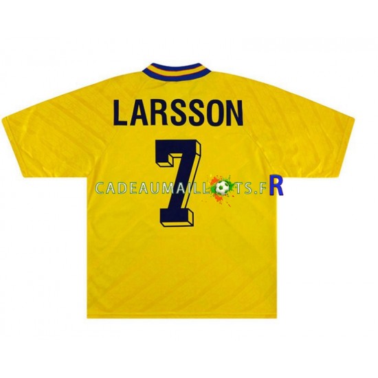 Suède Maillot avec flocage Henrik Larsson 7 Rétro Domicile 1994 ,Homme MC