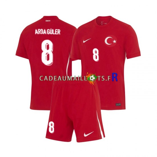 Turquie Maillot avec flocage Arda Guler 8 Extérieur Euro 2024 ,Tenue Enfant MC