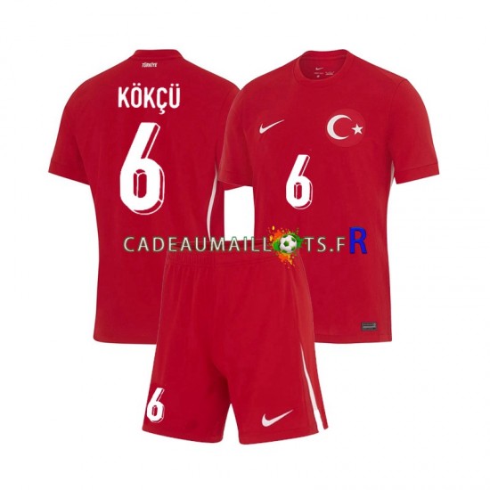 Turquie Maillot avec flocage Orkun Kokcu 6 Extérieur Euro 2024 ,Tenue Enfant MC