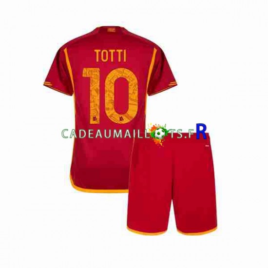 AS Rome Maillot avec flocage Totti 10 Domicile 2023-2024 ,Tenue Enfant MC