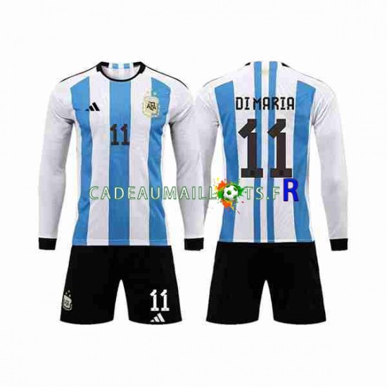 Argentine Maillot avec flocage 3 Stars Di Maria 11 Domicile Coupe du Monde 2022 ,Tenue Enfant ML