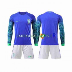 Brésil Maillot avec flocage Extérieur Coupe du Monde 2022 ,Tenue Enfant ML