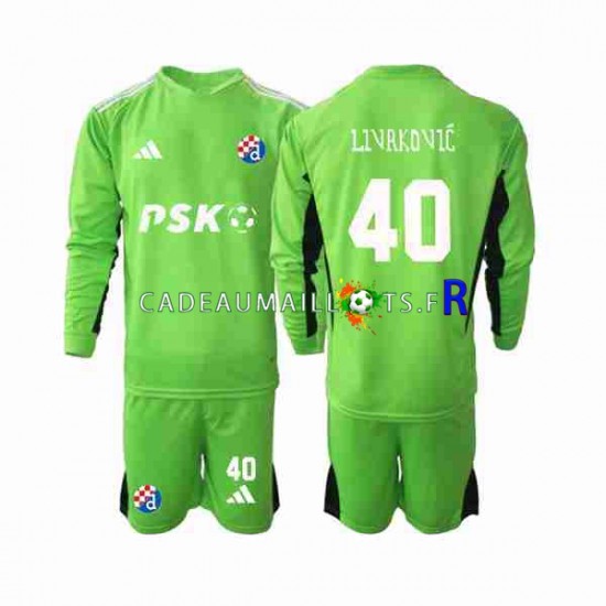 Dinamo Zagreb Maillot avec flocage Livakovic 40 Gardien Domicile 2023-2024 ,Tenue Enfant ML