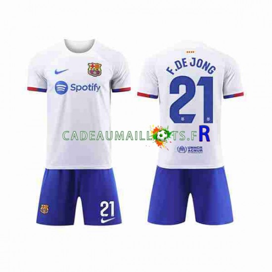 FC Barcelone Maillot avec flocage Frenkie de Jong 21 Extérieur 2023-2024 ,Tenue Enfant MC