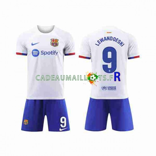 FC Barcelone Maillot avec flocage LEWANDOWSKI 9 Extérieur 2023-2024 ,Tenue Enfant MC