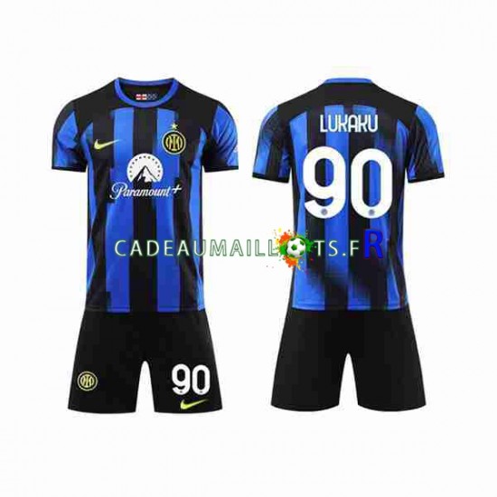 Inter Milan Maillot avec flocage Lukaku 90 Domicile 2023-2024 ,Tenue Enfant MC