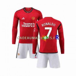 Manchester United Maillot avec flocage Ronaldo 7 Domicile 2023-2024 ,Tenue Enfant ML