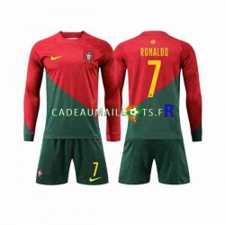 Portugal Maillot avec flocage Ronaldo 7 Domicile Coupe du Monde 2022 ,Tenue Enfant ML