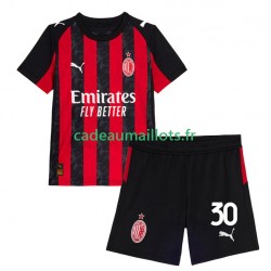 AC Milan Maillot avec flocage Ardon Jashari 30 Domicile 2025-2026 ,Tenue Enfant MC
