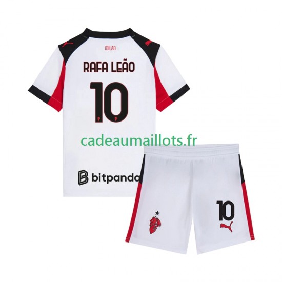 AC Milan Maillot avec flocage Rafael Leao 10 Extérieur 2025-2026 ,Tenue Enfant MC