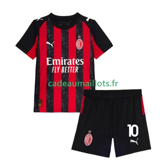 AC Milan Maillot avec flocage Rafael Leao 10 Domicile 2025-2026 ,Tenue Enfant MC