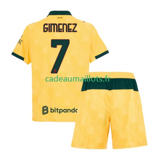 AC Milan Maillot avec flocage Santiago Gimenez 7 3ème 2025-2026 ,Tenue Enfant MC