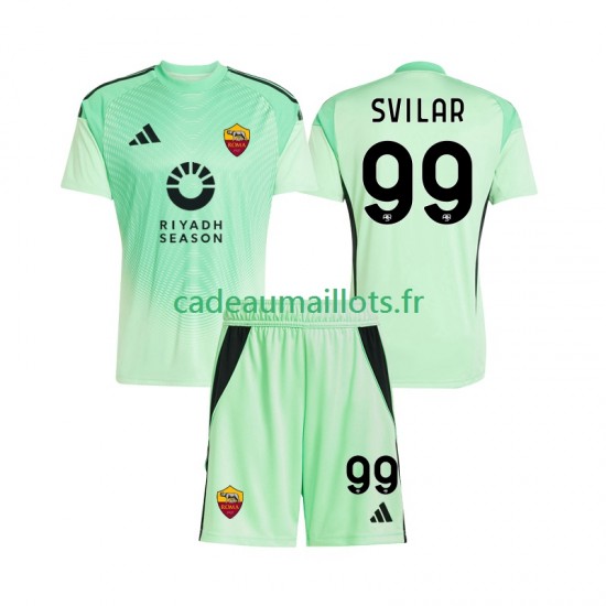 AS Rome Maillot avec flocage Mile Svilar 99 Gardien Extérieur 4ème 2025-2026 ,Tenue Enfant MC
