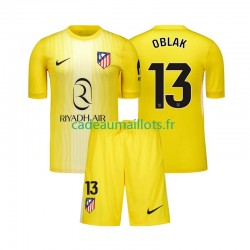 Atlético Madrid Maillot avec flocage Jan Oblak 13 Gardien Domicile 2025-2026 ,Tenue Enfant MC