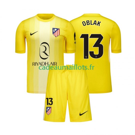Atlético Madrid Maillot avec flocage Jan Oblak 13 Gardien Domicile 2025-2026 ,Tenue Enfant MC Atlético Madrid Maillot avec flocage Jan Oblak 13 Gardien Domicile 2025-2026 ,Tenue Enfant MC