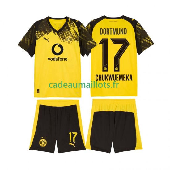 Borussia Dortmund Maillot avec flocage Carney Chukwuemeka 17 Domicile 2025-2026 ,Tenue Enfant MC